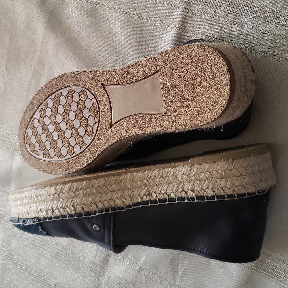 Sam Edelman New Wedges Leather Platform Espadrille 41/10 NAVY Handmade Spain - Picture 11 of 13